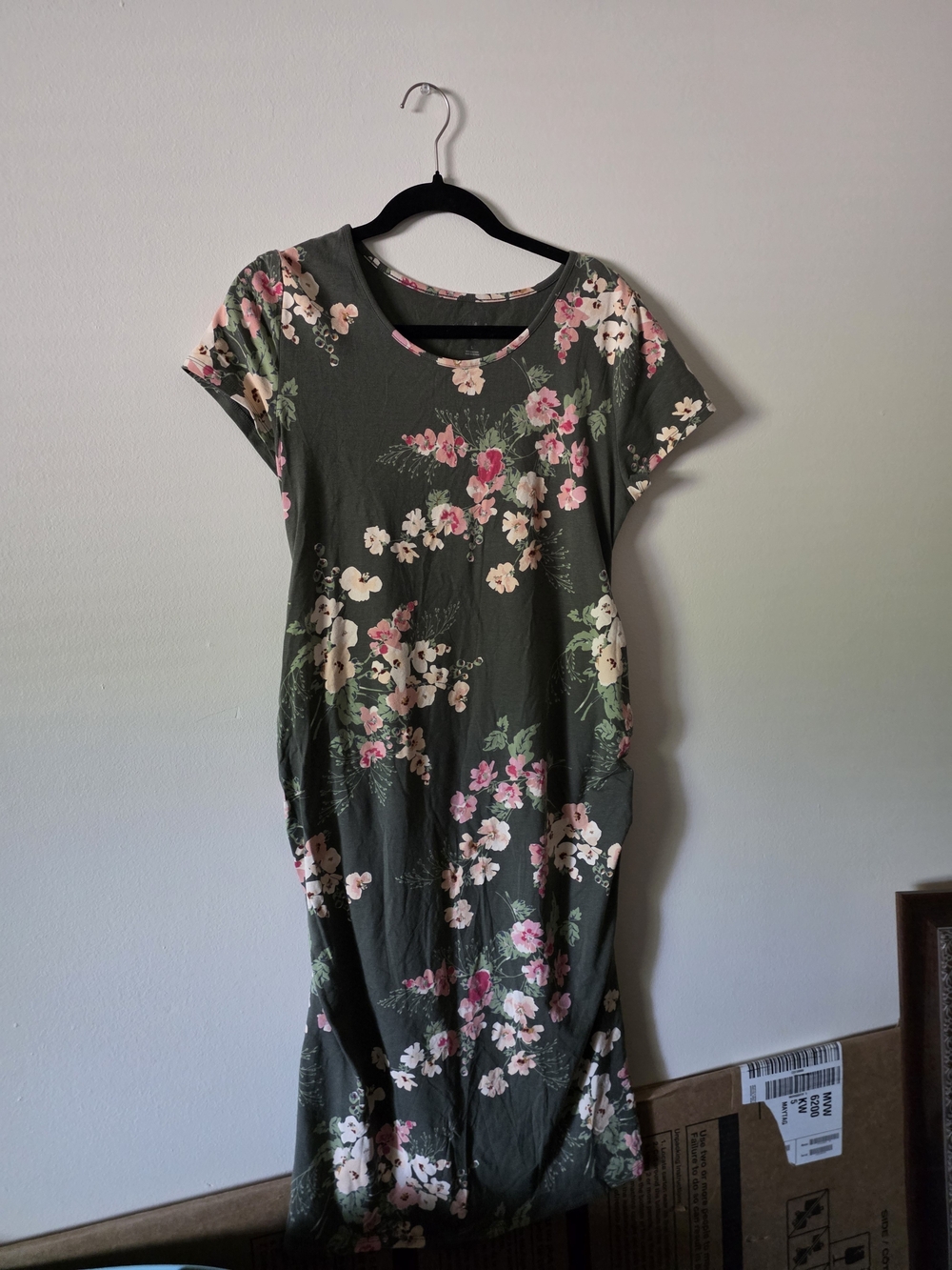 Isabel Maternity by Ingrid & Isabel Olive Green Floral Midi Dress